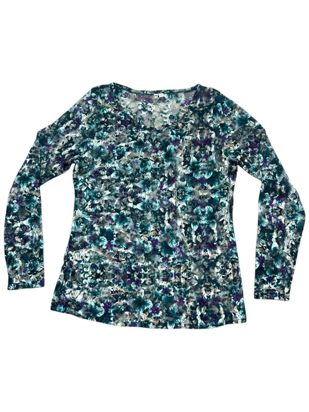 Multicolor Long Sleeve Lace Mesh Top